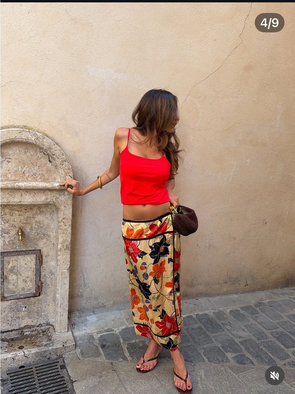 Zara floral midi skirt